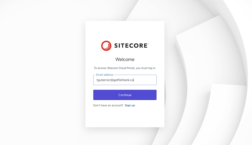 Screenshot of the Sitecore Cloud Portal login screen