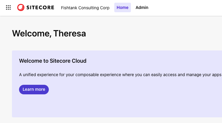 Screenshot of the Home menu in the Sitecore Cloud Portal 