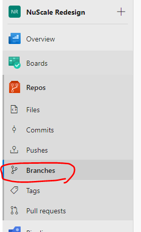 Navigate to Repo/Branches in Azure DevOps.