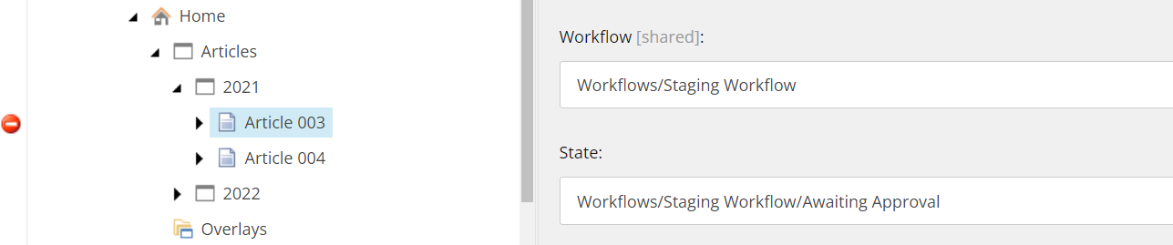 Editing a workflow item in Sitecore