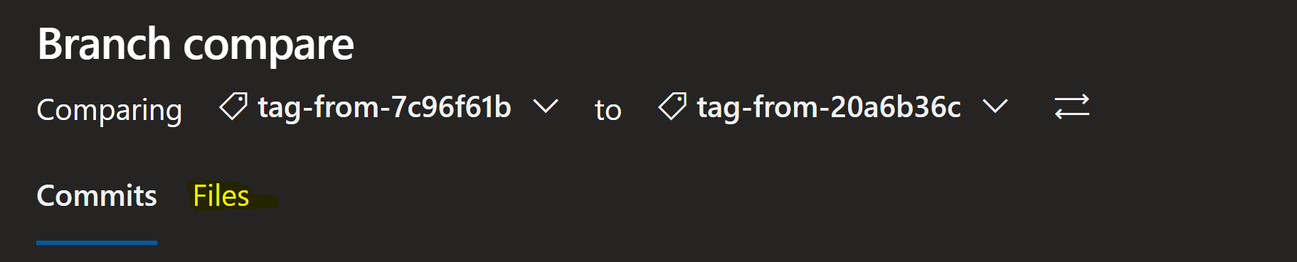 Click 'Files' to see what has changes between the two tags