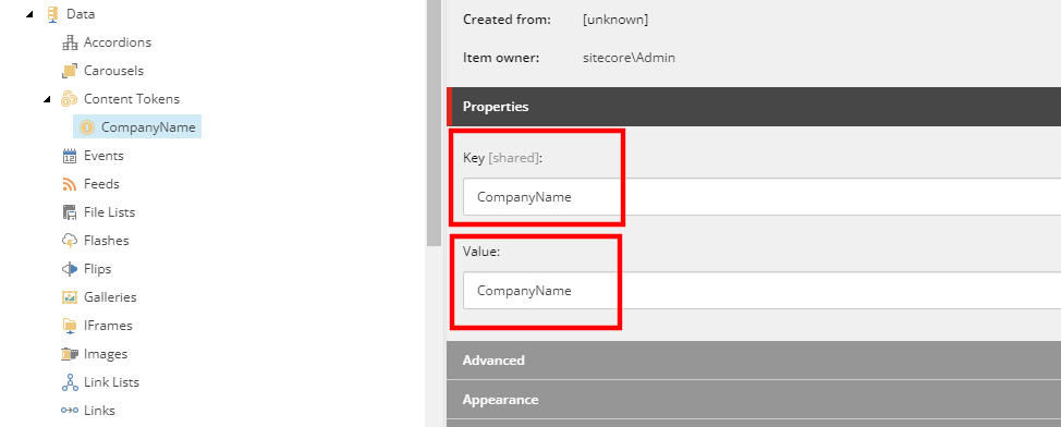Inputting Key and Value Properties in new Content Token in Sitecore SXA