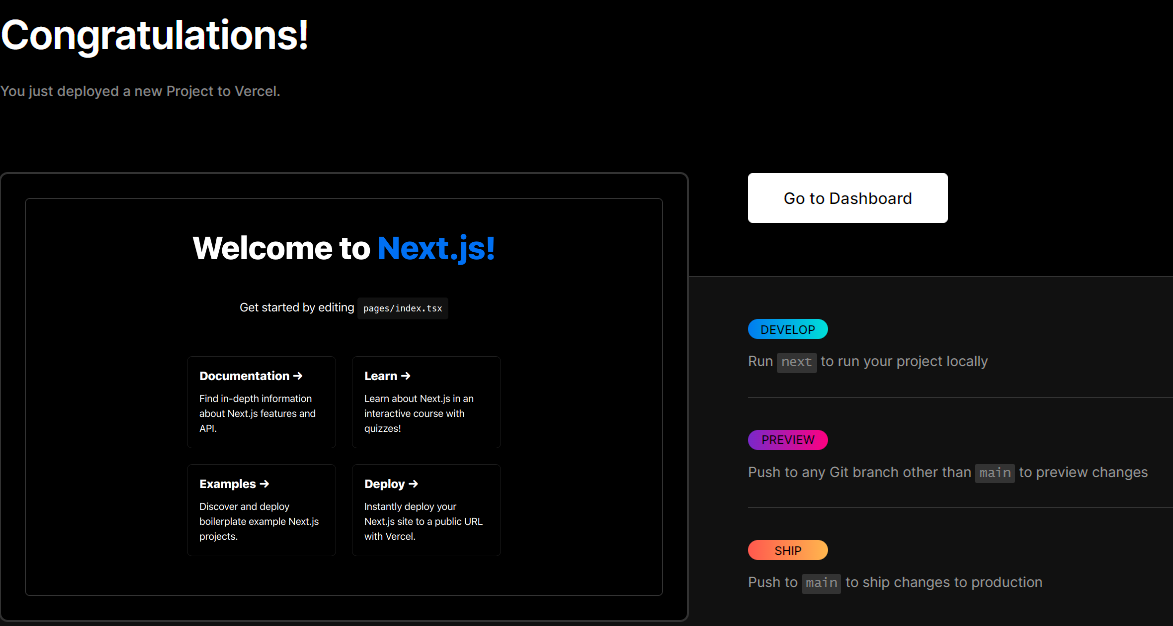 Screenshot for deploying your Sitecore NextJs app to Vercel