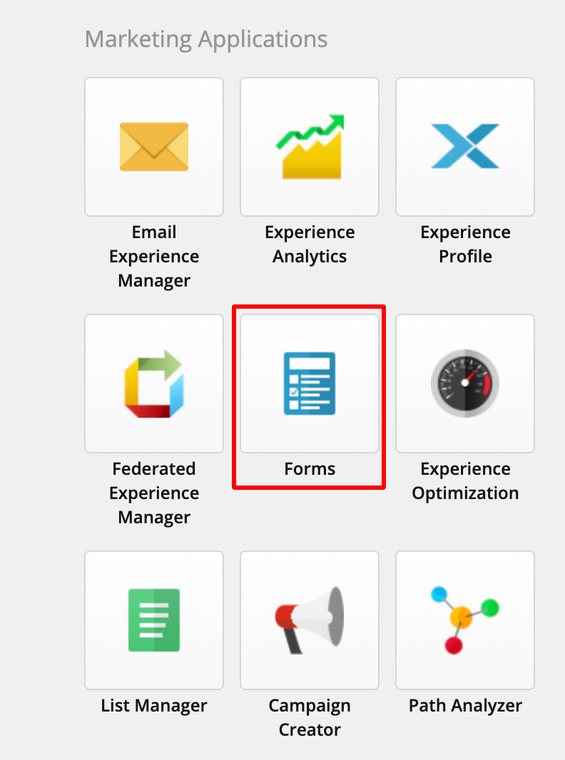 Forms in the Sitecore launchpad