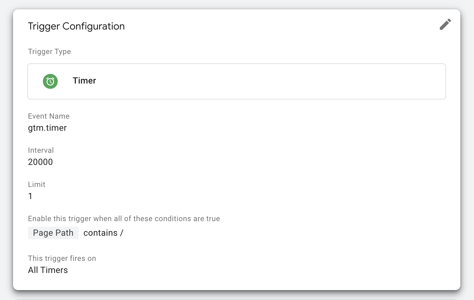 Google Tag Manager Timer Trigger Configuration