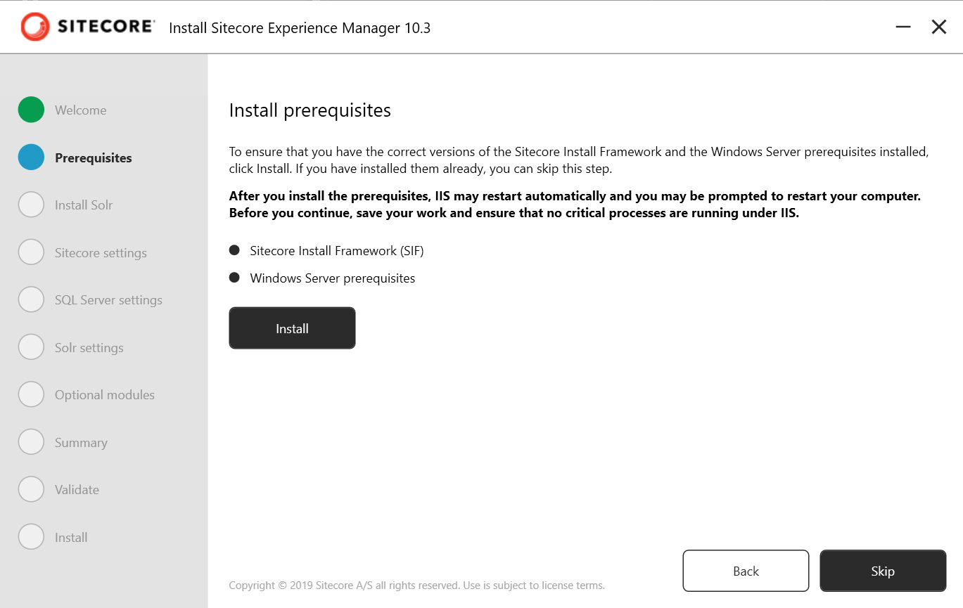 How to install prerequisites for Sitecore XM 10.3