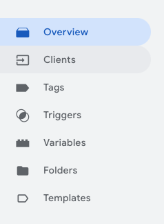 Screenshot of server-side tagging in Google Tag Manager client menu