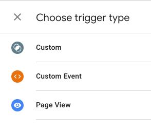 Screenshot of server-side tagging in Google Tag Manager trigger type menu