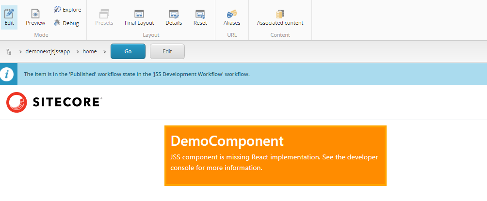 Rendering of Next.JS component in Sitecore Experience Editor