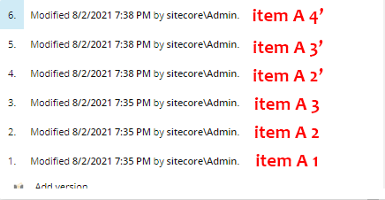 Example of the Sitecore message when the new item's versions are all merged and no data is lost
