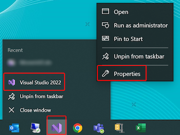 Screenshot of opening Visual Studio 2022