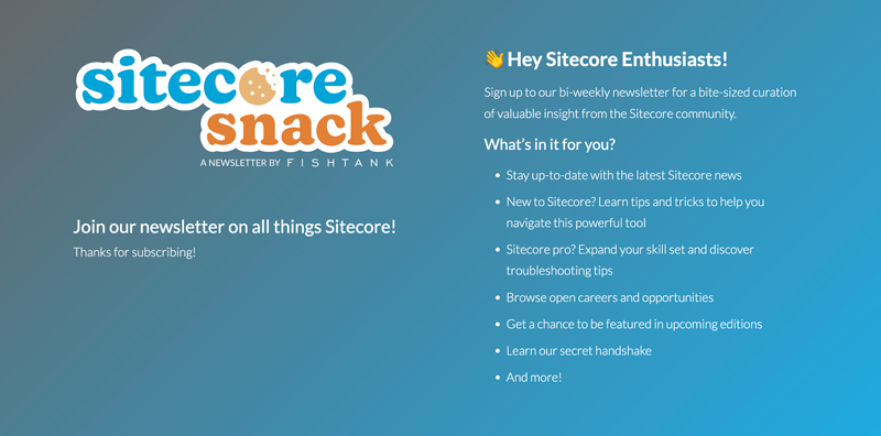 Screenshot of Sitecore Snack form submitted