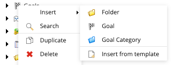 Sitecore goal insert options