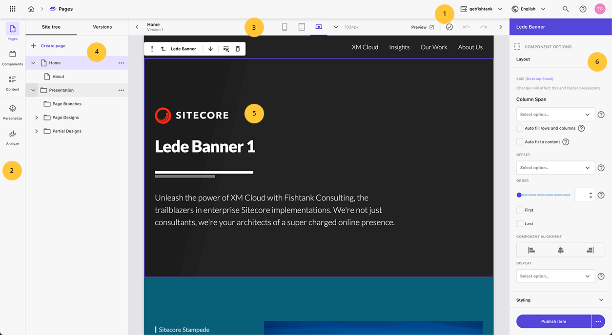 Screenshot of the Sitecore XM Cloud Pages interface