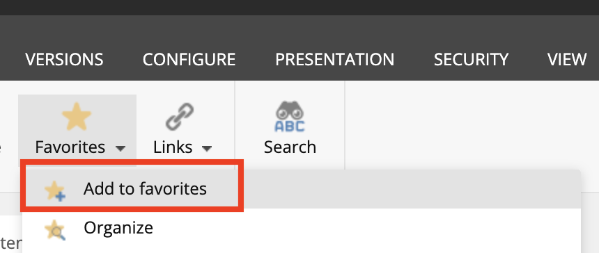 Add to favorites button in Sitecore