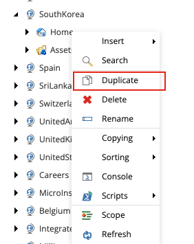 Right-click to duplicate an item in Sitecore