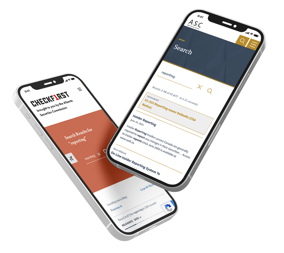 ASC and Checkfirst search page on iPhoneX mockup