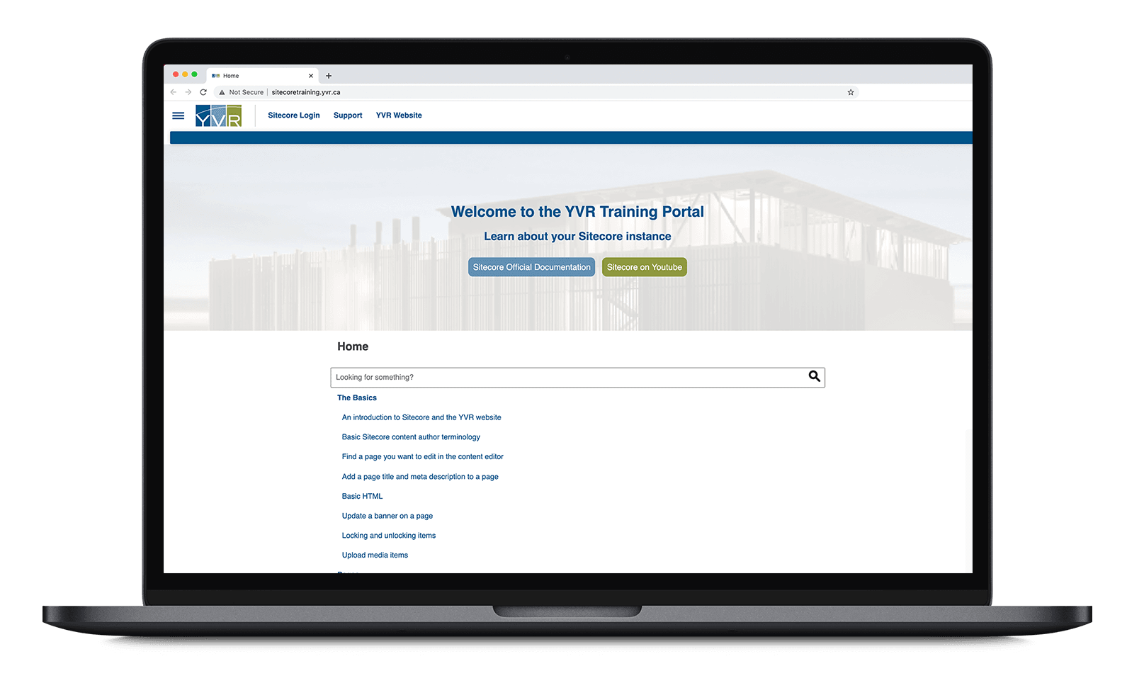 Screenshot of the YVR Airport Training Portal