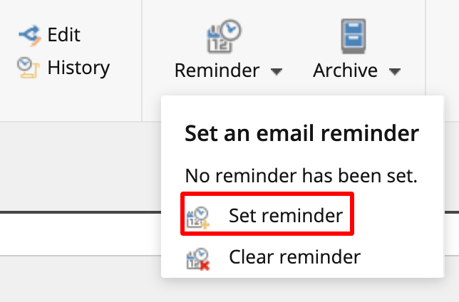 Set reminder button in Sitecore